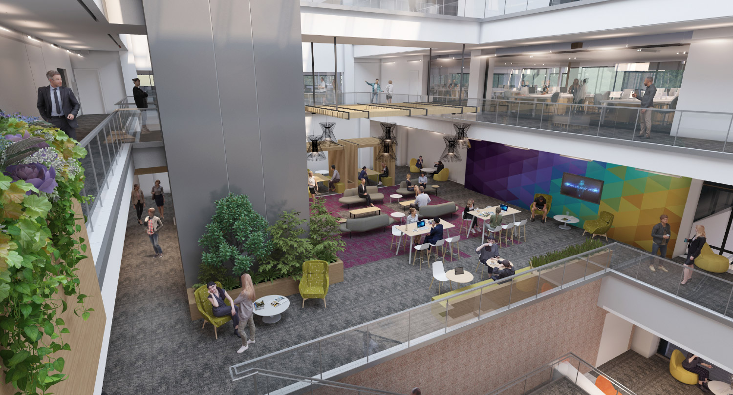 Our stylish break-out spaces and seating areas will appeal to the area’s top talent